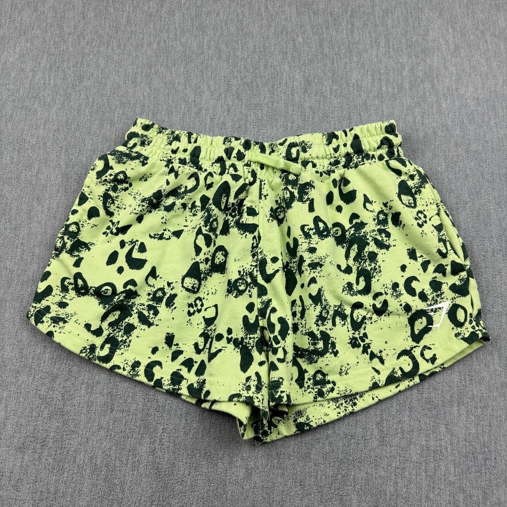 Gymshark Shorts Womens Small Green Animal Graphic Gym Workout Jogging Walking